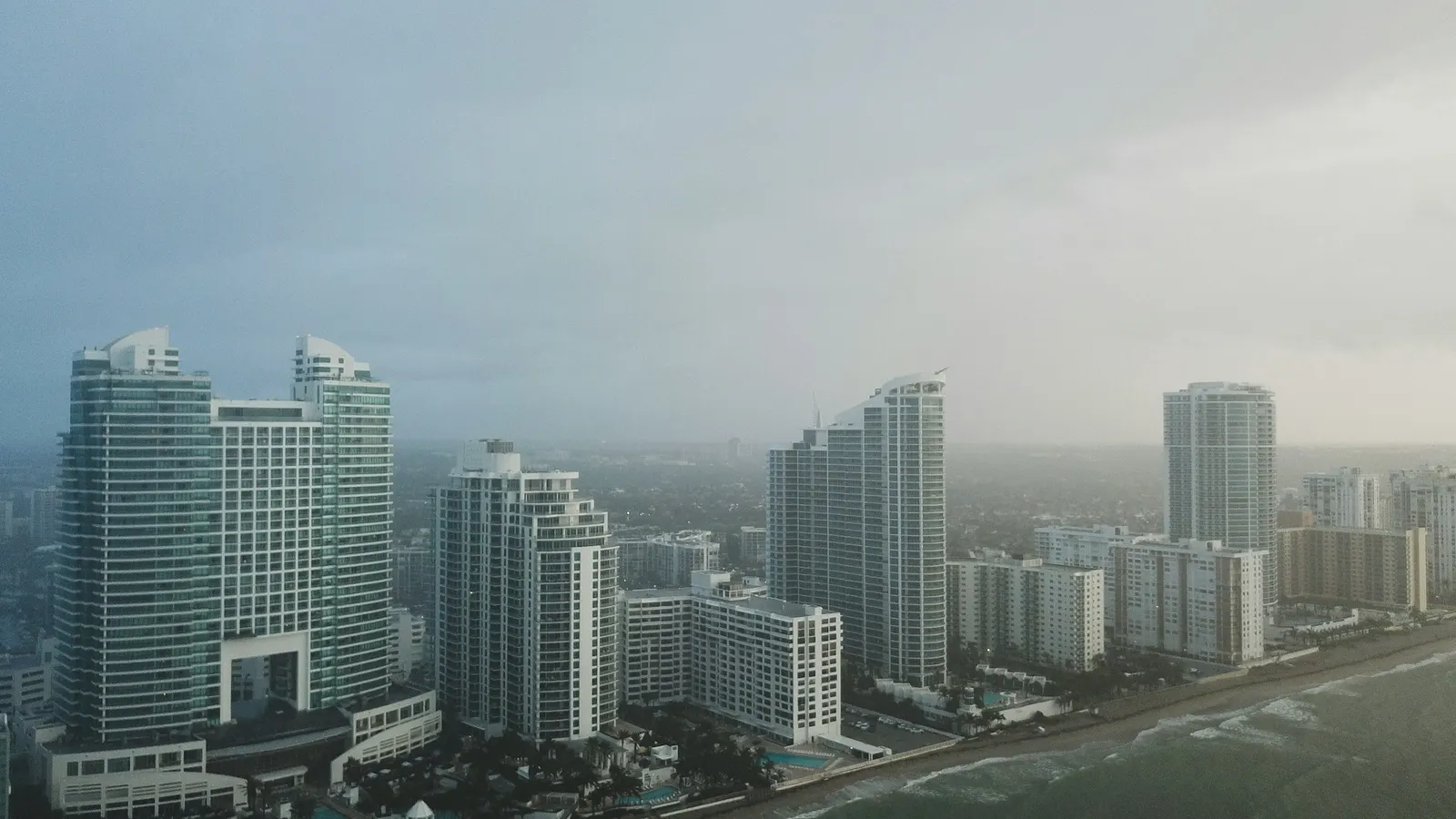 Oceanfront high-rise condominiums on the Broward County coast
